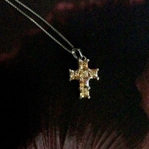 CITRINE AND STERLING SILVER GEMSTONE CROSS PENDANT